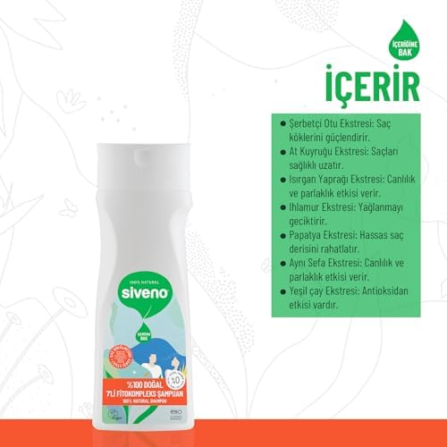 Alternative view of Siveno%100 Doğal Fitokompleks Şampuan 7 Değerli Bitki Yoğun Dökülme Karşıtı Besleyici Dolgunlaştırıcı 300 ml