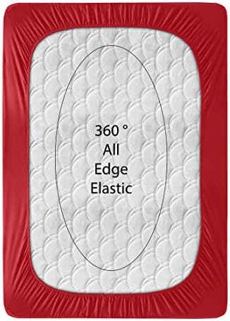 Alternative view of Kobe Home Örme Penye Lastikli Çarşaf, Çift Kişilik, Kırmızı, Pamuk-Elastan 230 G/M2