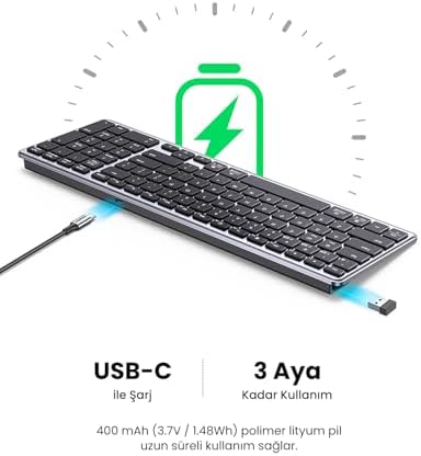 Alternative view of Kablosuz Ultra İnce Sessiz Bluetooth Türkçe Q Klavye, Siyah, 15258TR