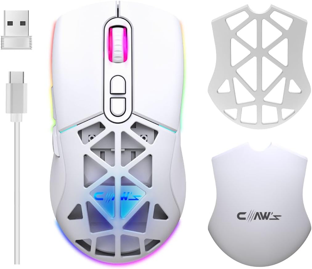 Nexus Air Kablosuz 10000 Dpi Pixart PMW3325 Sensör Makro Yazılımlı & Değiştirilebilir Kapaklı RGB Kablosuz Gaming Mouse - Beyaz - Görsel 2