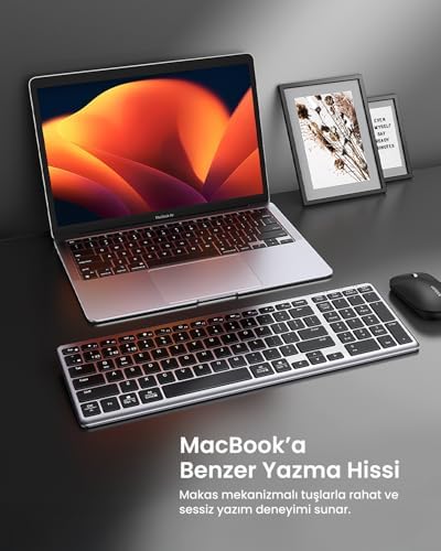Kablosuz Ultra İnce Sessiz Bluetooth Türkçe Q Klavye, Siyah, 15258TR - Görsel 3