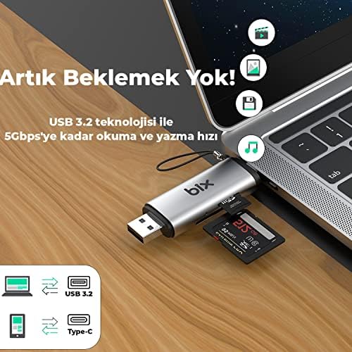 Alternative view of ADP-11 Mikro SD Kart Okuyucu Type-C & USB 3.2 Gen1, Hafıza Kartı Okuyucu Micro SD için OTG, SDHC, SDXC, MMC Kart Adaptörü, iPad, MacBook, Bilgisayar, Telefon ve Tablet ile Uyumlu