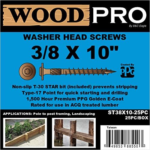 Gurthalteband ST38 X 10 – 25-parça 3/8 inç – 25,4 cm uzunluk çamaşır makinesi dış kafa ahşap vidalar, 25 adet, - Görsel 3