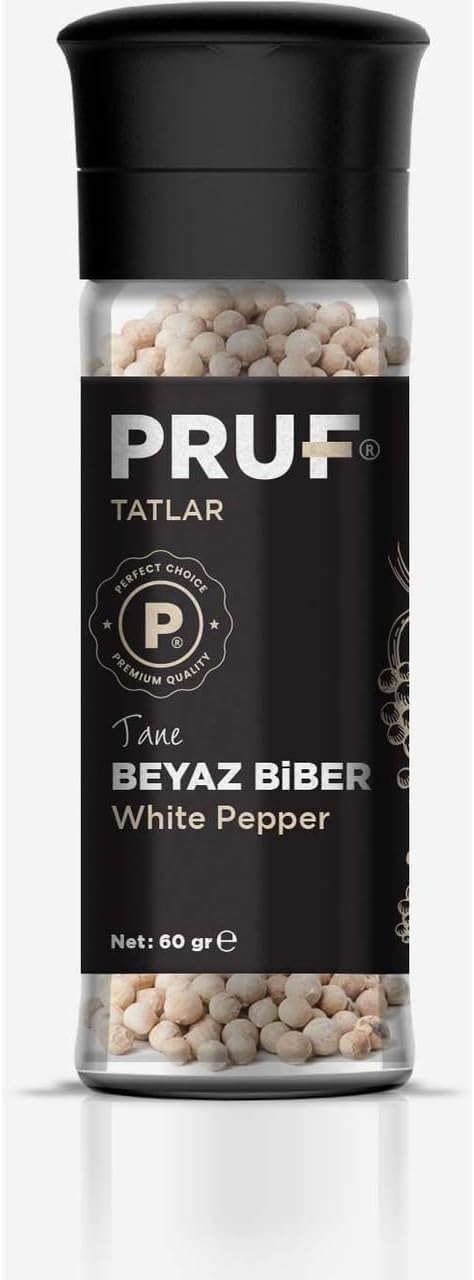 Alternative view of Pruf Beyaz Biber Tane 60 Gr. Cam Şişe Değirmen Kapak