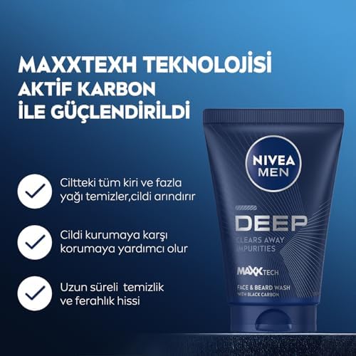 Alternative view of MEN Erkek Yüz ve Sakal Temizleme Jeli Deep Dimension 100 ml,Nemlendirici,Yağ Arındırıcı,Aktif Karbon,Gün Boyu Ferahlık