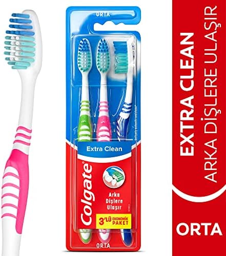 Alternative view of Extra Clean Dil Temizleyicili Arka Dişlere Uzanan Orta Diş Fırçası 3'lü Ekonomik Paket