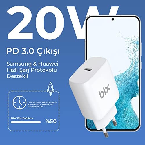 Alternative view of BX-PD20TA 20W PD Type-C Hızlı Şarj Adaptörü Hızlı Şarj Protokolü Destekli, 15 / 15 Pro Max /14/13/12 Pro Max, S22/S21/ 10, iPad Air/Pro ve Daha Fazlasıyla Uyumlu