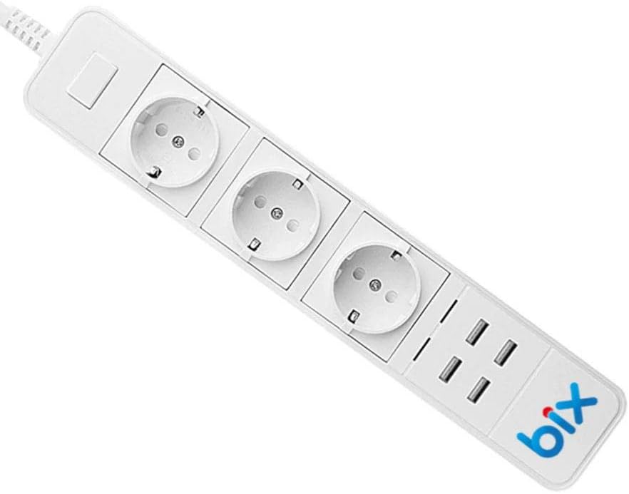 Alternative view of Bix BP-01 Yüksek Akım Korumalı Hızlı Şarj Özellikli 4 USB Bağlantı Noktası 3'lü Priz Paneli Uzaktan Kontrollü, Sesli Komut Özellikli Ev, Ofis için Akıllı Priz