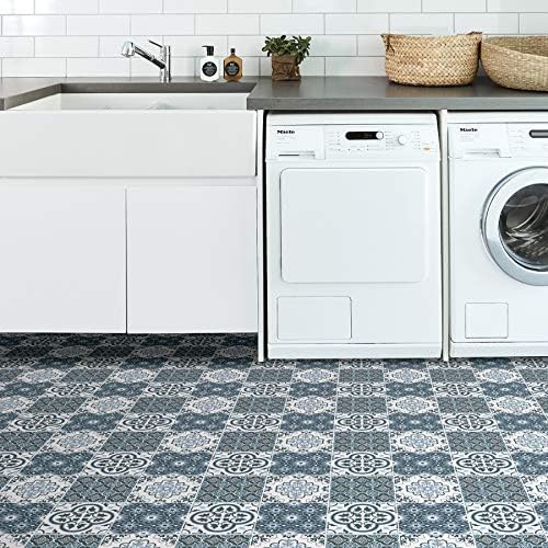 FloorPops Wallpops FP2951 Leyton Peel & Stick Floor Tiles Yer Karosu, Mavi