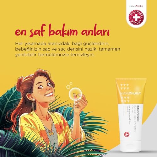 Baby Shampoo, Yenidoğanlar İçin Nazik Temizleyici, Göz Çevresine Uygun ve Konak Görünümünü Azaltmaya Yardımcı Bebek Şampuanı, 200 ml