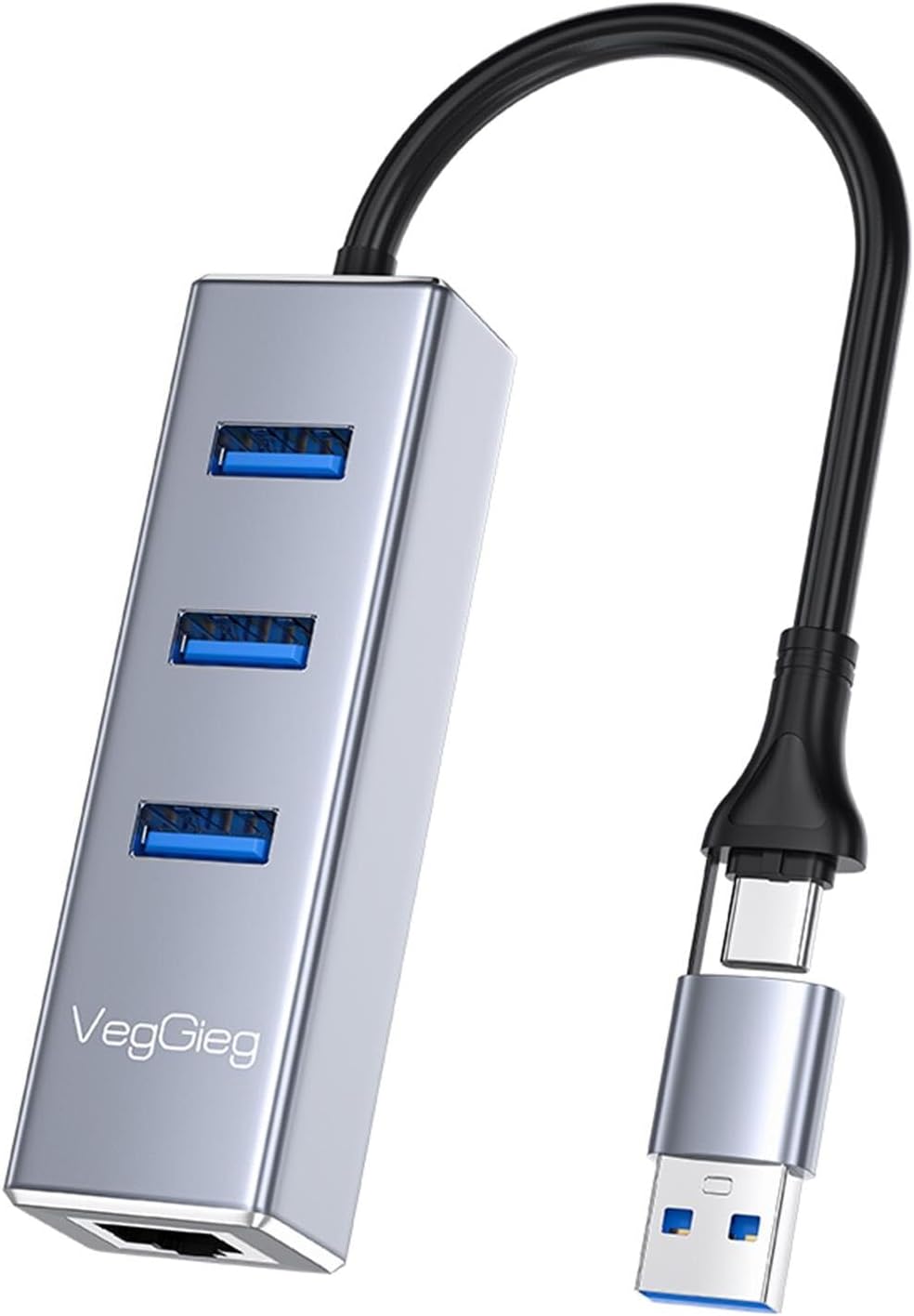 USB ve Type-C Gigabit Ethernet Adaptörü 3 Port USB 3.0 Çoklayıcı Hub - Görsel 3