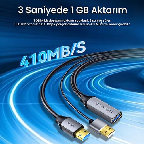 USB 3.0 Uzatma Kablosu Sinyal Güçlendirici Extender Destekli USB-A Uzatıcı Kablo 10 Metre - Görsel 3