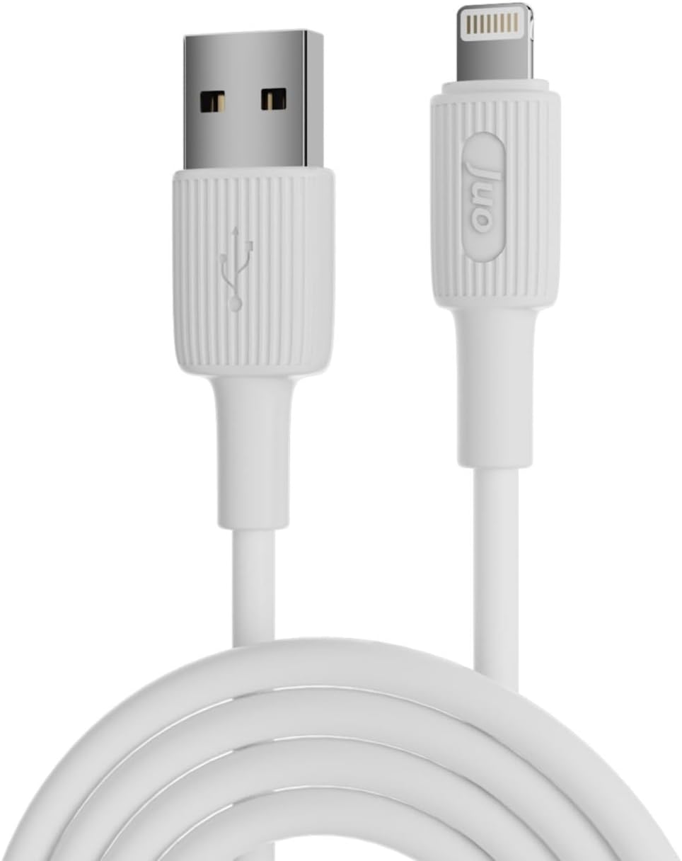 12W 2.4A USB-A to Lightning iPad ile Uyumlu Silikon Hızlı Şarj ve Data Kablosu Beyaz 1 Metre