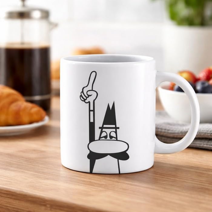 Alternative view of - Kupa - Mug - 250mL - İkonik Bıyıklı Adam Desenli - Porselen