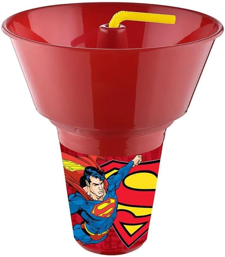 Supermn Lisanslı Cips ve Mısır Kovalı Pipetli Bardak