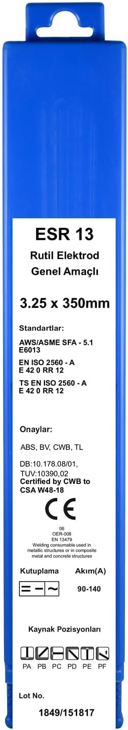 ESR 13 3.25x350 mm Rutil Kaynak Elektrodu, 15 Adet