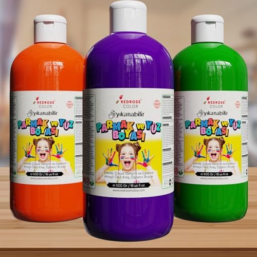 Yeşil, Mor, Turuncu Parmak Boyası 3'lü Set 3x500 gr