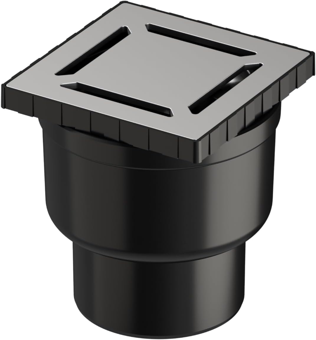 V-Flow Kare 5608276 Duş Kanalı, Alttan Çıkışlı, 10x10 cm, DK 100 Kapak, Mat Krom