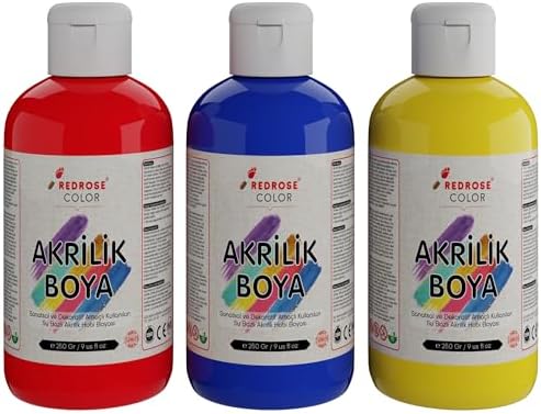 Kırmızı-Mavi-Sarı Akrilik Boya 3'lü Set 3x250gr - Görsel 3
