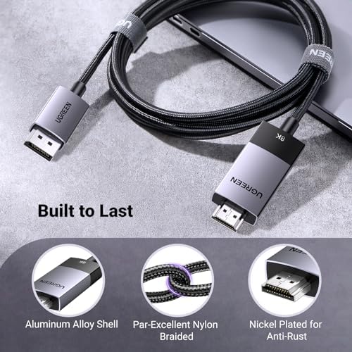 8K 60Hz Displayport 1.4 to HDMI 2.1 Örgülü Kablo, 1m, 80395