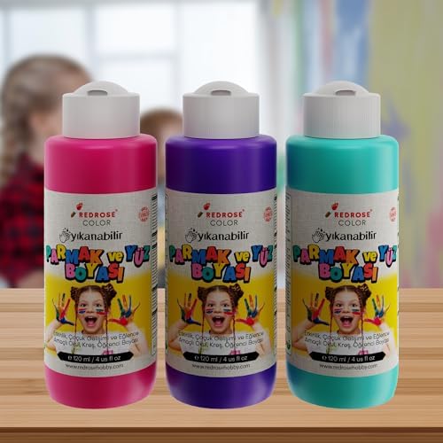 Alternative view of Mor, Fuşya, Turkuaz Parmak Boyası 3'lü Set 3x120 ml