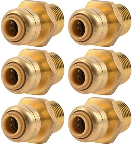SharkBite 1/4 İnç x 1/2 İnç MNPT Azaltma Adaptörü, 6'lı Paket, Pirinç Tesisat Armatürü, PEX Boru, Bakır, CPVC, PE-RT, HDPE, U110LF - Görsel 3