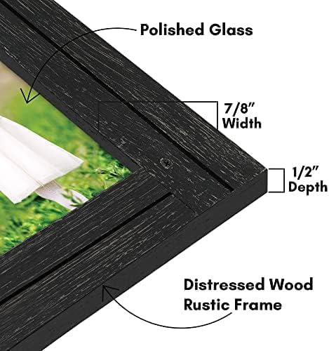 Alternative view of 5x7 Rustik Resim Çerçevesi Kömür Siyahı Dokulu Ahşap ve Cilalı Camlı - Duvar ve Masaüstü için Yatay ve Dikey Biçimler