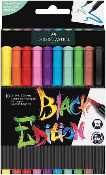 Alternative view of Black Edition Keçeli Kalem Fırça Uç 10’lu, Parlak Renkler, Yazım ve Boyama İçin Uygun, Yumuşak ve Esnek Uç