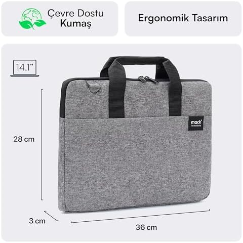 Alternative view of MACK Cityfit MCC-702 Laptop Çantası, Erkekler ve Kadınlar için Profesyonel Bilgisayar Çantası, 13,3 inç - 14.1 inç Notebook Çantası, Evrak Çantası, Gri