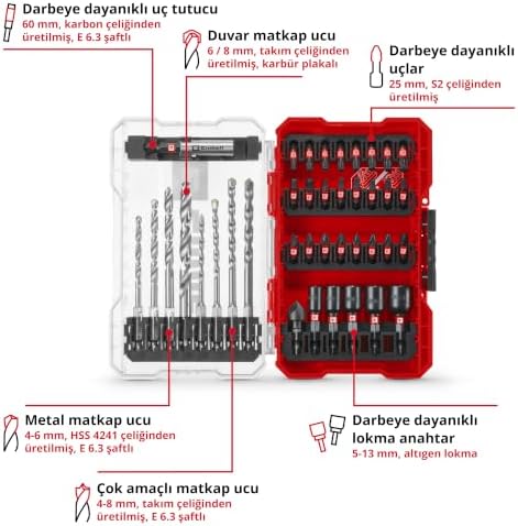 Alternative view of Orijinal  M-CASE 39-Parça Darbeye Dayanıklı Uç Seti (25 mm Uçlar, Metal Matkap Uçları, Çok Amaçlı Matkap Uçları, 60 mm Uç Tutucu, Lokma Anahtar, Havşa Ucu, Saklama Kutusu Dahil) - 49108763