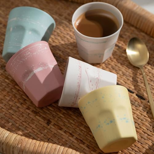 Alternative view of El Yapımı Beyaz Pembe Espresso Fincanı 110 Mililitre