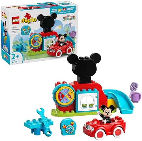 |  Mickey Fare’nin Kulüp Evi ve Arabası 10454-2 Yaş ve Üzeri Çocuklar için Eğitici Oyuncak Yapım Seti, Doğum Günü Hediyesi (27 Parça)
