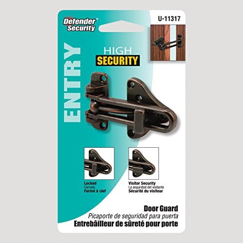 Güvenlik U 11317 Swing Bar Kapı Koruyucu, Yüksek Güvenlikli AUX Kilidi, Klasik Bronz Kaplama, Tekli Paket