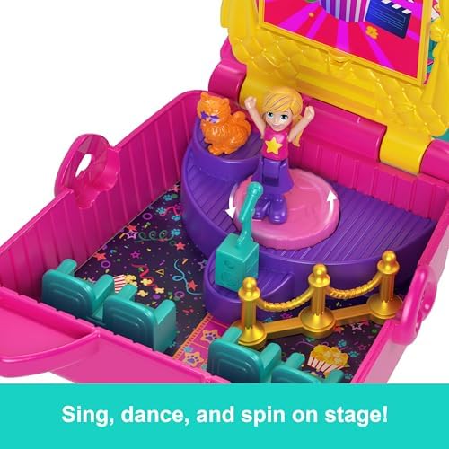 Polly mini bebek ve aksesuarları ile patlamış mısır temalı Kedicik Sineması mini oyun seti, mikro bebek ve kedicik figürü dahil 8 aksesuar, JFV01