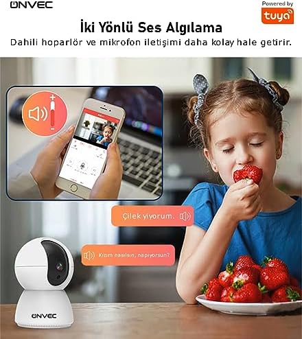 Alternative view of Onvec Akıllı Kamera X100, 1080P Full HD, Hareket Tespit ve Takibi, 360°, 5m Gece Görüşü, Çift Yönlü Sesli İletişim, Bulut/Yerel Depolama, İç Mekan Wi-Fi Güvenlik Kamerası