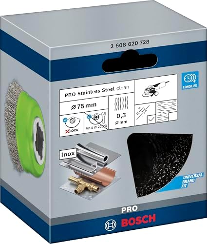 Professional dalgalı tencere fırçası Clean (Inox, X-LOCK için, paslanmaz, Ø 75 mm, tel kalınlığı 0,3 mm, çap 125 mm için) - Görsel 3