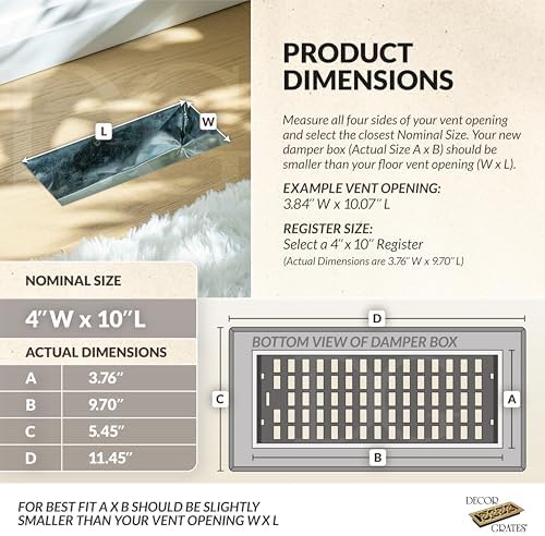 Decor Grates 4-inç 10 inç kaydırma Floor Register, Kahverengi, SPH410-RB - Görsel 3