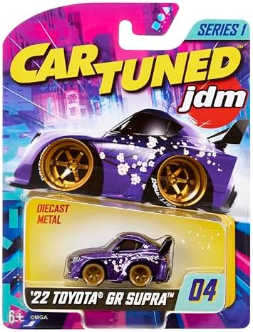 CarTuned JDM Seri 1 2022 GR Supra, Mor, Diecast Metal Oyuncak Araba, Figürü
