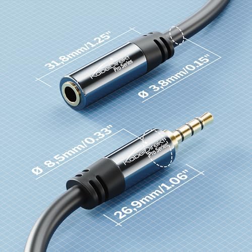 Alternative view of – Kırılmaz metal gövdeli kulaklık uzatma kablosu – 3 m (uzatma, oyun kulaklıkları veya mikrofonlu kulaklıklar için idealdir, TRRS 4 pinli, 3,5 mm fişten sokete)