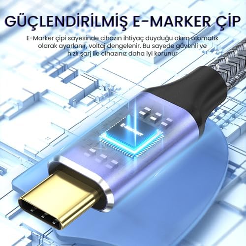 Alternative view of USB 3.1 Type-C PD 100W 5A 10Gbps 4K 60Hz Destekli Kablo 2 Metre