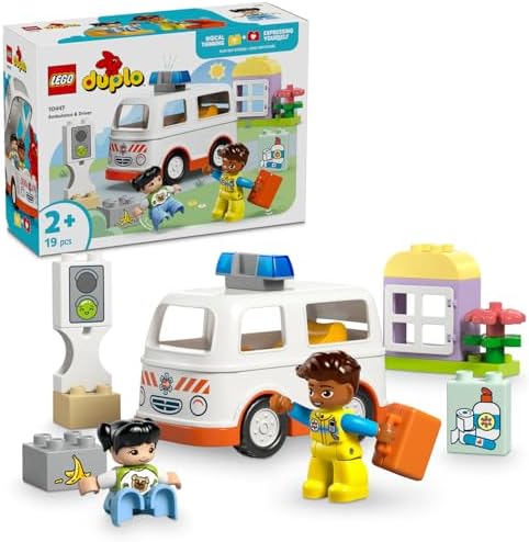 Town Ambulans ve Sürücü 10447-2 Yaş ve Üzeri Çocuklar için Eğitici ve Yaratıcı Oyuncak Yapım Seti (19 Parça)