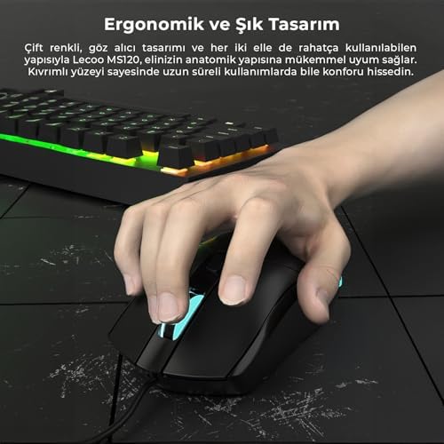 Alternative view of MS120 USB Kablolu 2400DPI 4 Tuşlu RGB LED Aydınlatmalı Optik Gaming Optik Mouse Siyah