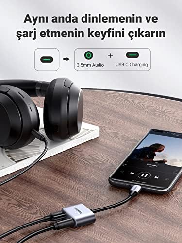 USB C - 3.5mm Kulaklık Jakı Ses Adaptörü ve Şarj Cihazı DAC Tip C - Aux Kulaklık Ayırıcı iPad Pro 2021/2020, iPad Air 4, iPad Mini 6, Galaxy S21 Ultra S20 FE Note20 Tab S7+ ile uyumlu