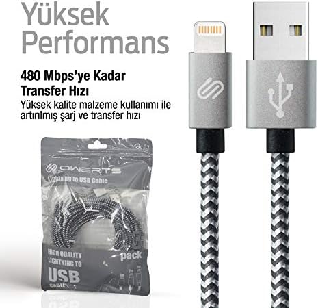 Alternative view of Hızlı USB Lightning Kablo – 3’lü Şarj Kablosu Seti - XS/X/8 Plus/7/7 Plus/6/6 Plus/6s/6s Plus/5/5s/5c/SE&iPad ile Uyumlu – Siyah Beyaz