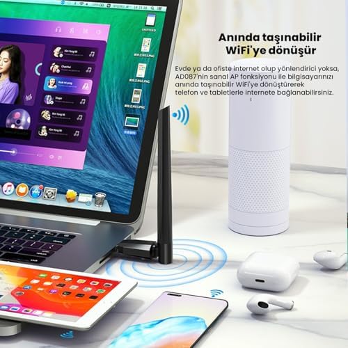 Alternative view of AD087 Bluetooth 5.0 Adaptör - 600Mbps Dual Band WiFi Alıcı Verici Access Point