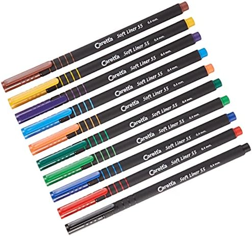 Caretta C-S-55-10Pvc Soft Liner 55 Fineliner Kalem 0, 4 mm, Uç, 10'Lu Karışık Set