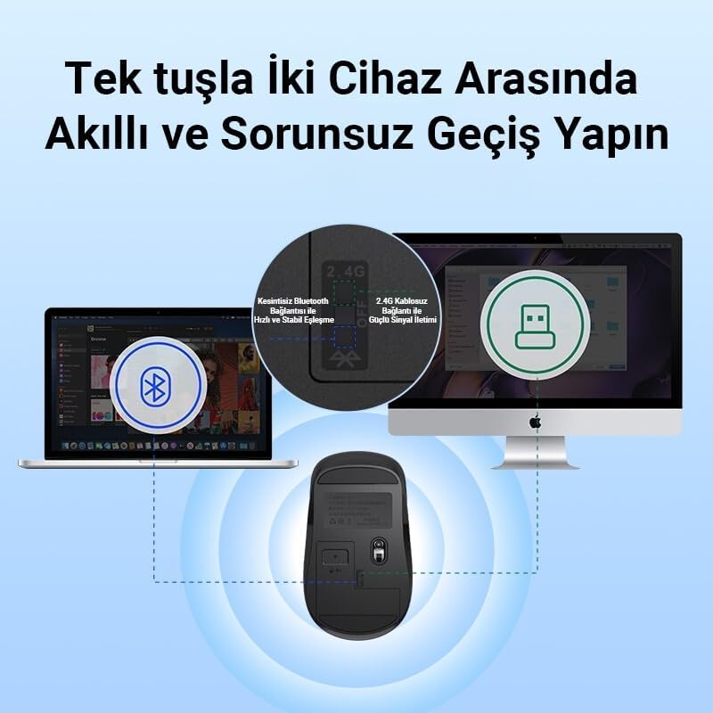 Alternative view of K17 Dual Mode Bluetooth ve 2.4GHz Destekli 1200DPI Kablosuz Optik Mouse