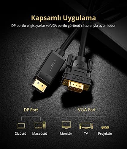 Displayport to VGA Görüntü Aktarma Kablosu 1.5 Metre