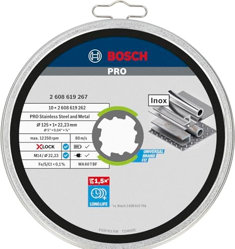 Professional 10 Adet Düz Kesme Diski Standart (Inox, X-Lock İçin, Delik Çapı: 22,23 Mm, Kalınlık: 1 Mm), 2608619267 - Görsel 2