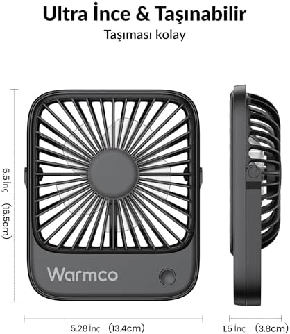 Alternative view of Warmco D1 Masaüstü Vantilatör USB ve Type-C Bağlantılı Taşınabilir Ultra İnce Soğutucu Fan Siyah 3 Kademeli Ayarlanabilir Katlanabilir Stand